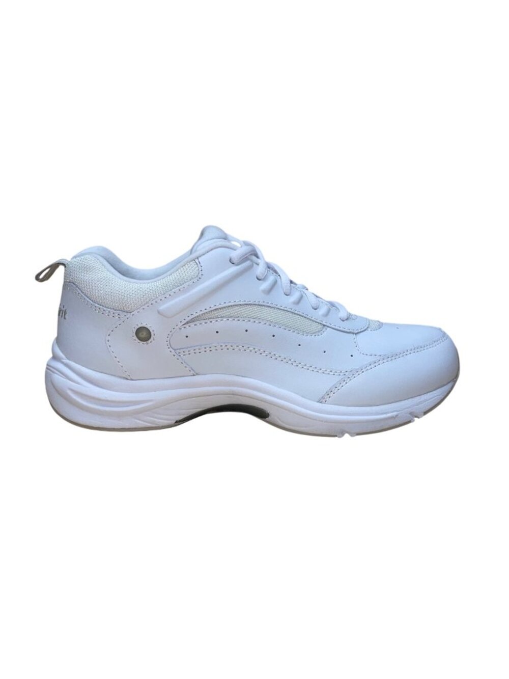 Easy Spirit Women’s White & Light Gray Leather Grasp Walking Sneakers Size 7.5M